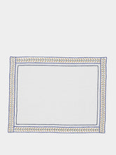 House of Capricorn Hand-Embroidered Comporta White Linen with Multicolour Embroidery Placemat