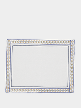 House of Capricorn Hand-Embroidered Comporta White Linen with Multicolour Embroidery Placemat