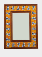 House of Capricorn Hand-Painted Comporta Tile and Wood Small Mirror