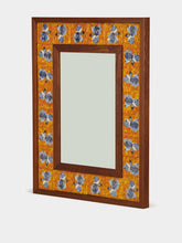 House of Capricorn Hand-Painted Comporta Tile and Wood Small Mirror