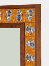 House of Capricorn Hand-Painted Comporta Tile and Wood Small Mirror