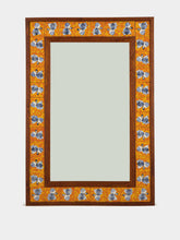 House of Capricorn Hand-Painted Comporta Tile and Wood Medium Mirror