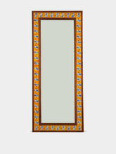 House of Capricorn Hand-Painted Comporta Tile and Wood Large Mirror