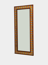House of Capricorn Hand-Painted Comporta Tile and Wood Large Mirror