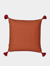 House of Capricorn Teles Brick Cotton Linen and Chenille Embroidered Cushion