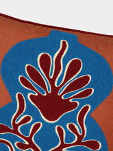 House of Capricorn Teles Brick Cotton Linen and Chenille Embroidered Cushion