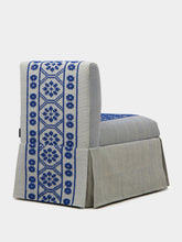 House of Capricorn Handmade Inês Blue Cotton Linen Slipper Chair