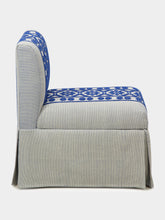 House of Capricorn Handmade Inês Blue Cotton Linen Slipper Chair