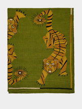 Ornate Green Suzani Killim Hand Embroidered Wool Rug