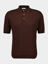 Boglioli Brown Ribbed Linen-Cotton Polo Shirt