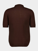 Boglioli Brown Ribbed Linen-Cotton Polo Shirt