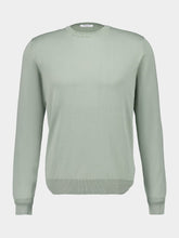 Boglioli Sage Green Cotton Crew-Neck Jumper