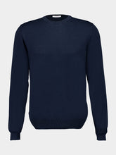 Boglioli Navy Blue Cotton Crew-Neck Jumper