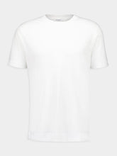 White Cotton Linen Jersey Crew Neck T-Shirt