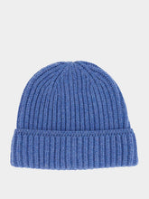 Light Blue Ribbed Cashmere Beanie