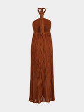Zimmermann Metallic Tan Indra Halter Maxi Dress