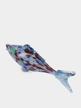 All Origine Blue and Red Glass Fish Sculpture