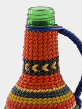 All Origine Handled Woven Glass Flask with Vibrant Stripes