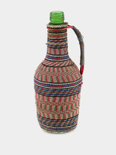 All Origine Handled Woven Glass Flask with Earthy Stripes
