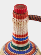 All Origine Large Handled Woven Glass Flask with Bold Stripes