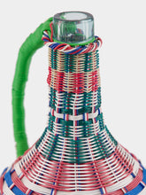 All Origine Wide Woven Glass Flask with Green Handle
