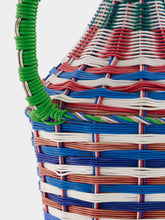 All Origine Wide Woven Glass Flask with Green Handle