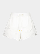 Zimmermann Ivory Mahon Embroidered Shorts
