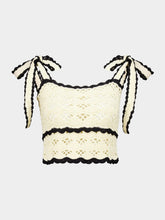 Zimmermann Cream and Black Aster Crochet Cotton Cami Top