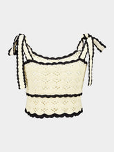 Zimmermann Cream and Black Aster Crochet Cotton Cami Top
