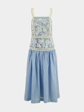Zimmermann Chambray Echo Embroidered Ramie Midi Dress