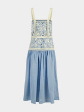 Zimmermann Chambray Echo Embroidered Ramie Midi Dress