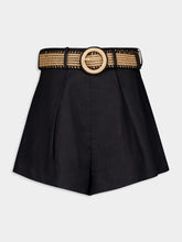Zimmermann Black High-Waisted Linen Shorts