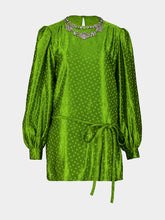 Valentino Garavani Avocado Silk-Linen Jacquard Mini Dress