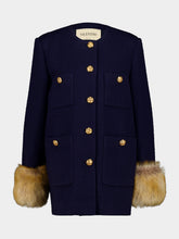 Valentino Garavani Navy Wool Tweed Caban Jacket
