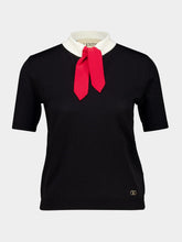Valentino Garavani Black Wool-Viscose Bow Jumper