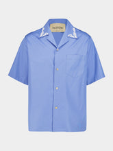 Valentino Garavani Celeste Blue Short Sleeve Cotton Button-Up Shirt