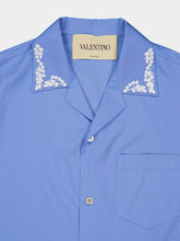 Valentino Garavani Celeste Blue Short Sleeve Cotton Button-Up Shirt