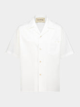 Valentino Garavani White Bowling Shirt in Cotton Poplin with Vgold