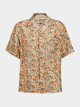Valentino Garavani Beige Bowling Shirt in Silk with Papier Floral Print