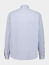 Valentino Garavani Ivory and Blue Cotton Poplin Shirt with VGold Stripes