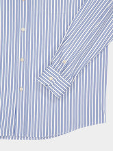Valentino Garavani Ivory and Blue Cotton Poplin Shirt with VGold Stripes