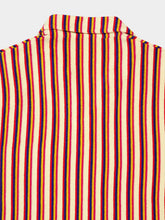 Valentino Garavani Orand and Brown Striped V-Neck Viscose Polo