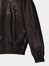 Valentino Garavani Black Zipped Leather Bomber Jacket