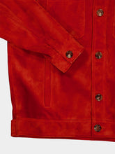 Valentino Garavani Red Suede Buttoned Leather Jacket