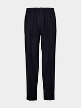 Valentino Garavani Navy Blue Wool and Mohair Straight Trousers