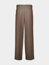 Valentino Garavani Beige Cuffed Natté Wool Trousers