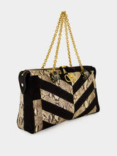 Valentino Garavani Natural and Black Python Chevron Shoulder Bag