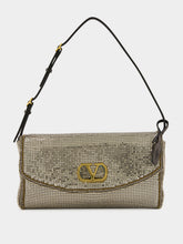 Valentino Garavani Silver DeVain Small Metallic Mesh Shoulder Bag