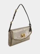 Valentino Garavani Silver DeVain Small Metallic Mesh Shoulder Bag