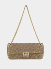 Valentino Garavani Grey Rockstud Spike Medium Suede Shoulder Bag